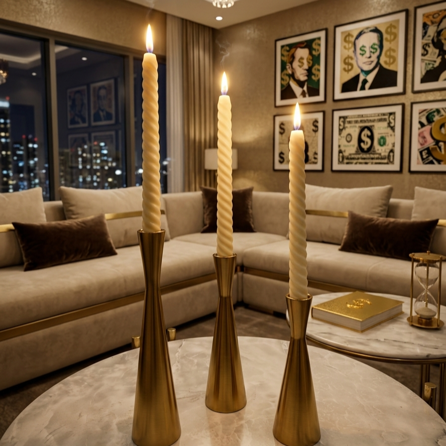 Pinnacle Luxury Taper Holders – Set of 3 Brushed Brass