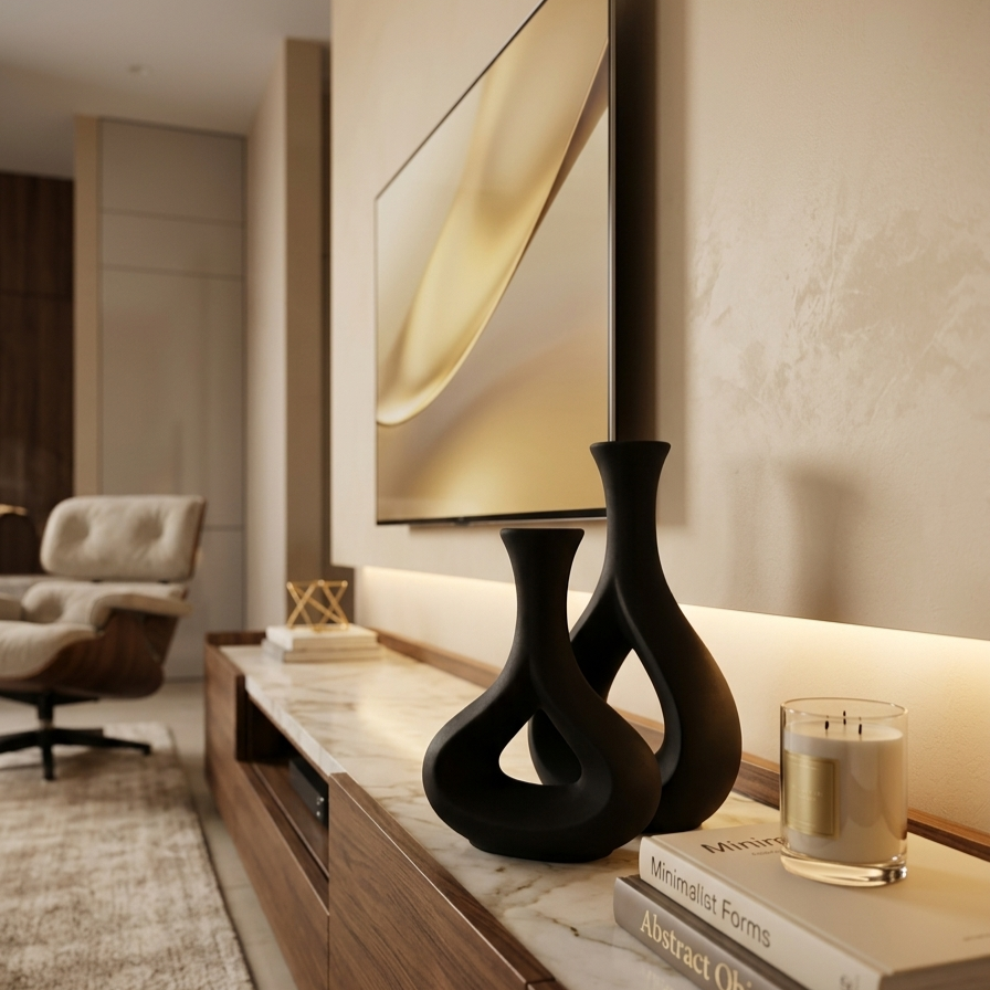 Silhouette Matte Black Minimalist Ceramic Vases
