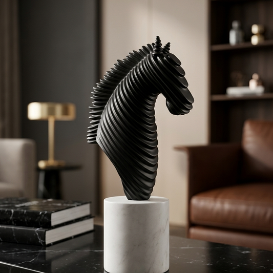 Obsidian Horse Head Sculpture