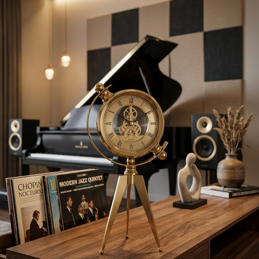 The Chronos Mechanical Gilded Table Clock