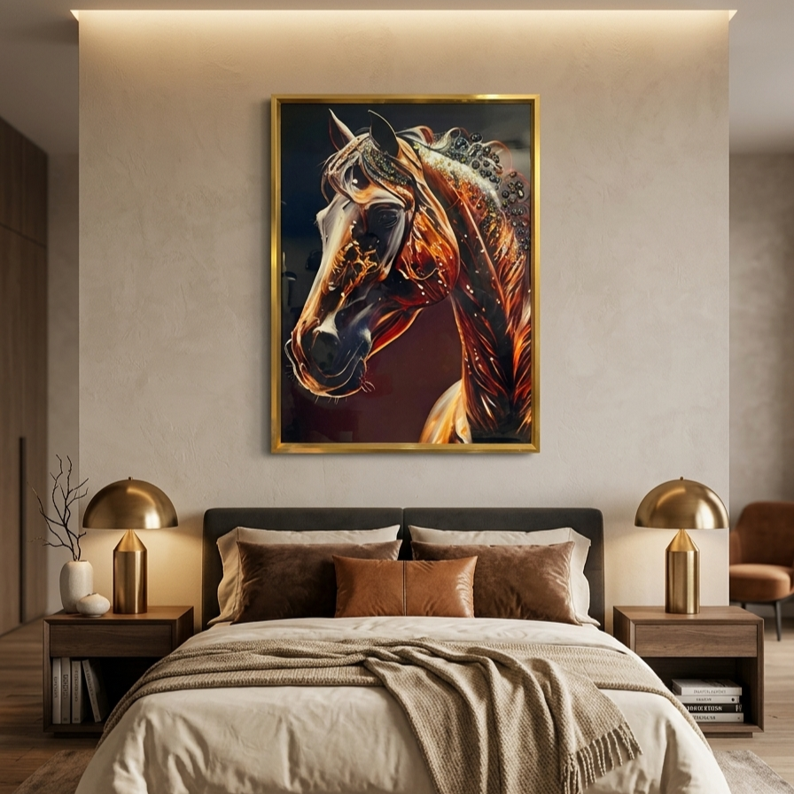 Golden Grace Abstract Horse Wall Art