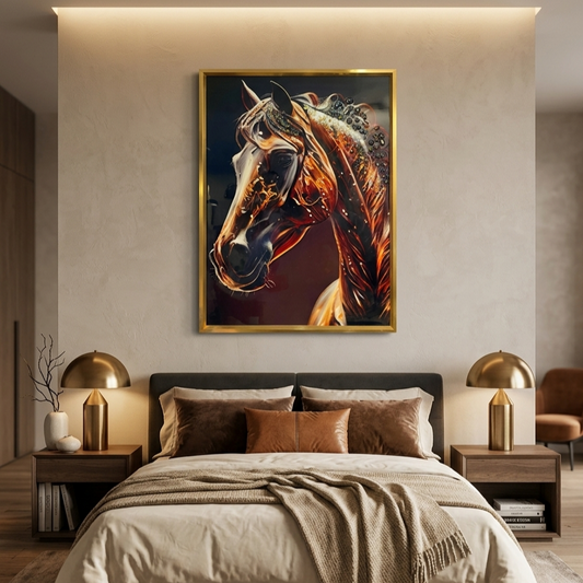 Golden Grace Abstract Horse Wall Art