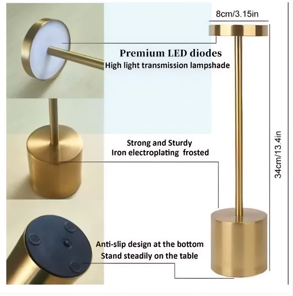 Aura Cordless Metallic Table Lamp